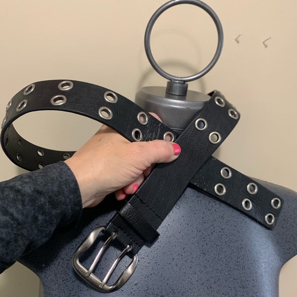 Genuine leather belt - round silver tone rivets ✅ unisex - Picture 1 of 6